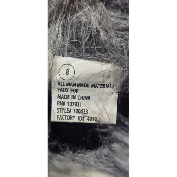 Justice Girls  Black Fur-lined Lace-up Fold Winter Boots W/Sequins Size 8 - Picture 8 of 8